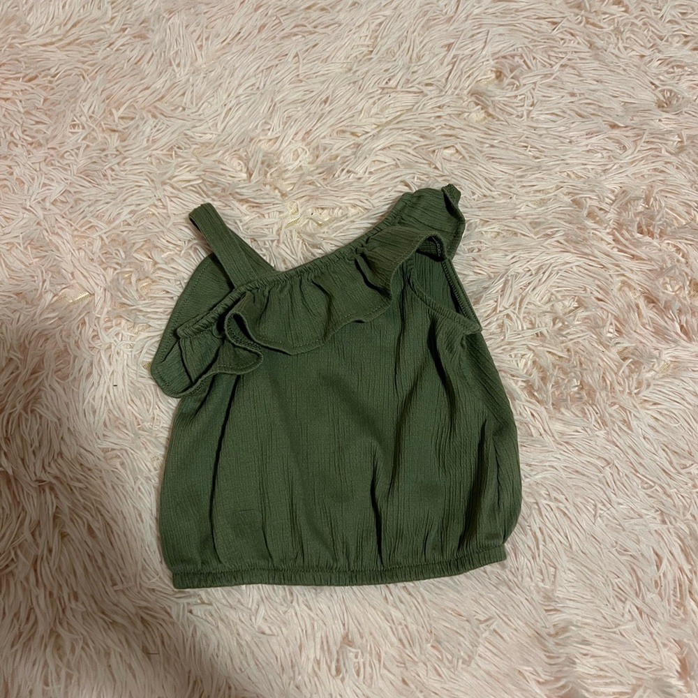 Old Navy Asymmetrical Ruffled Green Tank Top